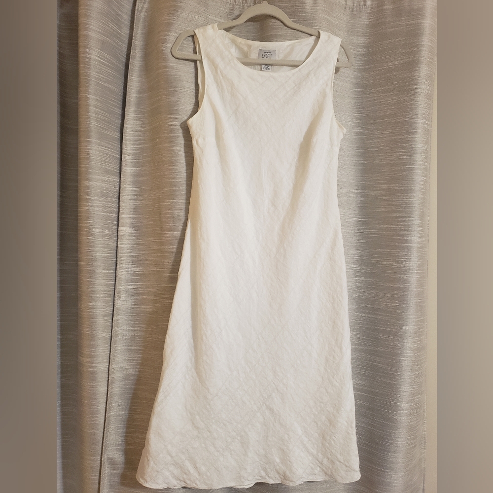 LOFT White Linen Midi Sleeveless Dress - Size 14